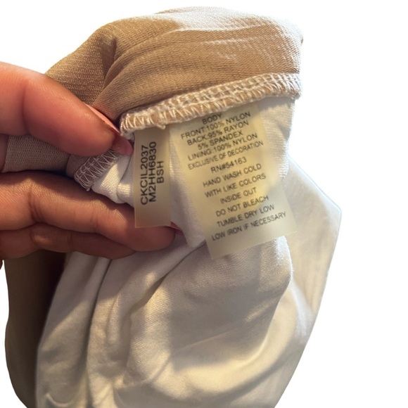 Calvin Klein Women's Size Small Tunic Beige Gold Sequin Cotton Blend Crew Neck - Picture 9 of 9